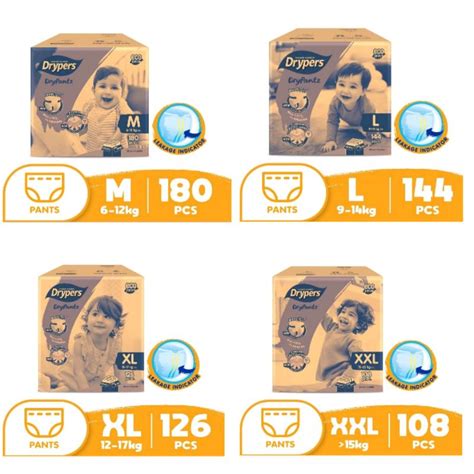 Drypers Drypantz Box M L XL XXL 1 Box 3 Packs L 144 Pcs