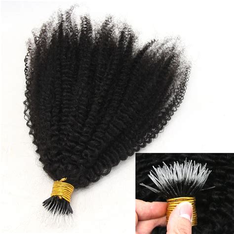 Afro Kinky Curly F Tip Microlink Human Hair Extensions G Plastic