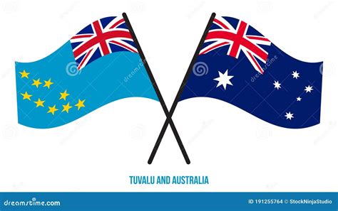 Tuvalu and Australia Flags Crossed and Waving Flat Style. Official Proportion Stock Vector ...