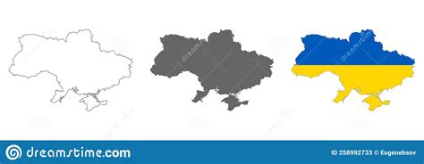 Highly Detailed Ukraine Map With Borders Isolated On Background Cartoon