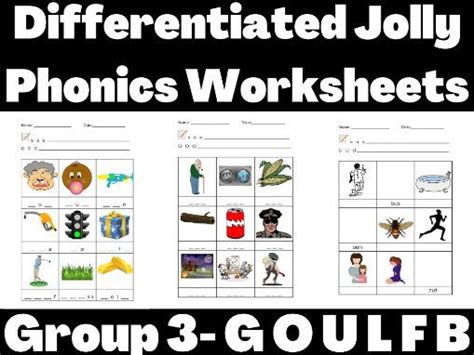 Jolly Phonics Group 3 Worksheets Differentiated G O U L F B Teaching Resources