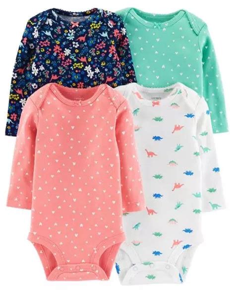 Kit Body Carters Manga Longa Dinossauro Roupa Infantil para Bebê