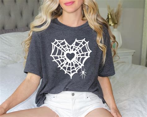 Spider Web Heart Shirt Spooky Heart Shirt Spooky Vibes Halloween