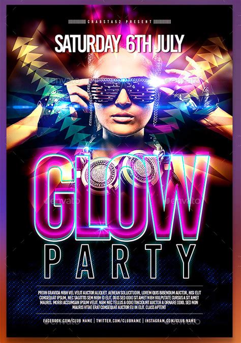 Glow Party Flyer Template 23 Free And Premium Download