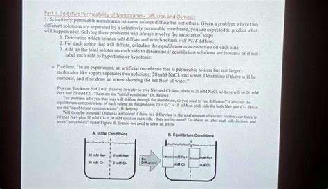 Solved Texts Part Ii Selective Permeability Of Membranes Diffusion