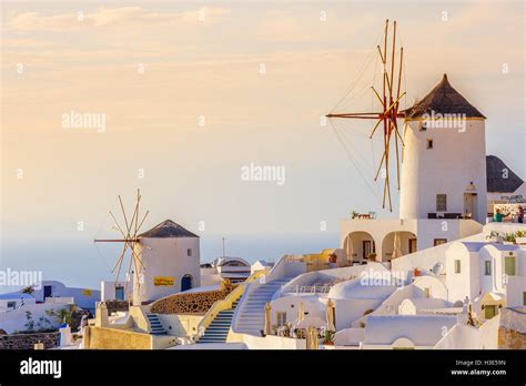 Oia in sunset rays at Santorini, Greece Stock Photo - Alamy