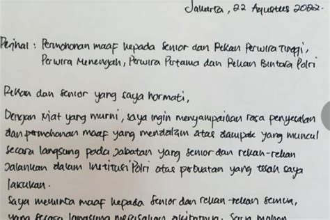 Begini Isi Lengkap Surat Permintaan Maaf Ferdy Sambo Tulis Kepada