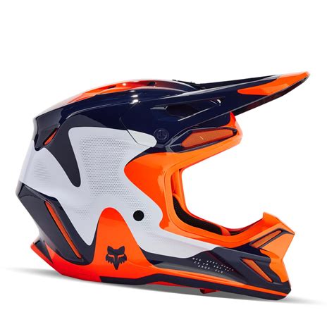 Amazon.com: Fox Racing V3 MOTOCROSS HELMET, REVISE NAVY/ORANGE, Small ...