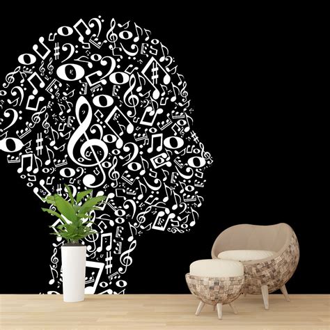 Modern Illustration Mural Wallpaper Musical Note Indoor Wall Mural