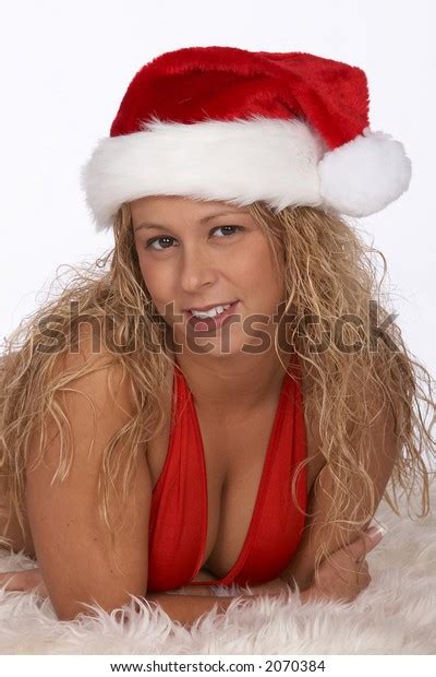 Sexy Blonde Female Santa Red Bikini Foto De Stock Shutterstock