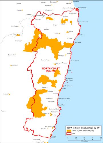 North Coast Nsw Primary Health Network Phn Map Socioeconomic Disadvantage Australian