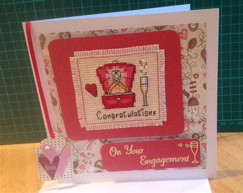 Completed Engagement Cross Stitch Card Etsy