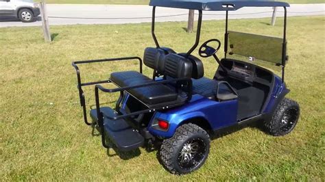 Custom Lifted Viper Blue Metallic Golf Cart With 14 Rims Black Top