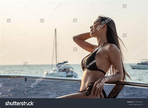 Sexy Asian Women Black Bikini Sunset Stock Photo Shutterstock
