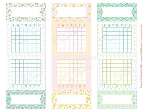 Printable MINI CALENDAR Journal Cards/inserts Digital File - Etsy | Mini calendars, Calendar ...