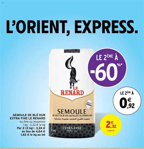 Offre Semoule Le Renard Chez Carrefour Market