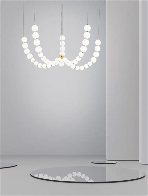 Nova Luce Modular Luminaires Perla Gold Metal Opal Glass