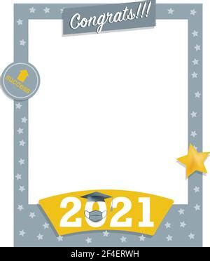 Photo Frame For Graduation With Cap Stars And Confetti