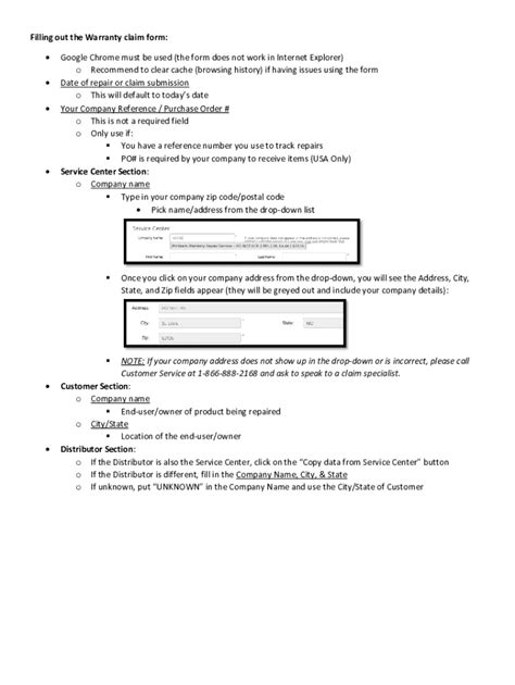 Fillable Online Filling out the Warranty claim form:Google Chrome must ...