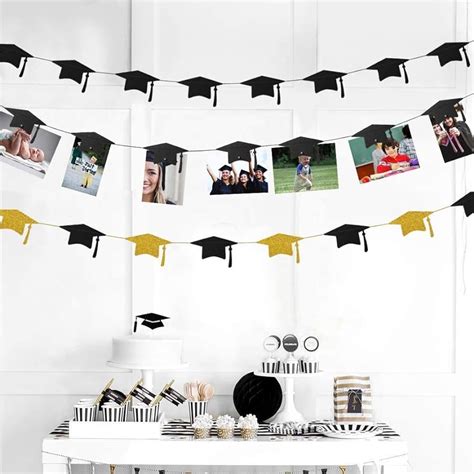 2019 Gold Black Graduation Cap Garland Photo Clip Graduation Graduation ...