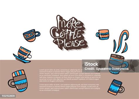 Plus De Café Sil Vous Plaît Lettrage Illustration Vectorielle Vecteurs