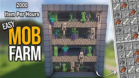 Minecraft Easy All Mob Farm 1 20 Tutorial 1500 Items Per Hours Easy Mob Farm Youtube