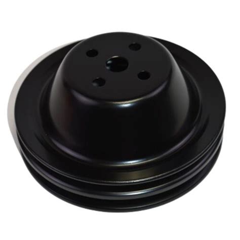 Black Small Block Chevy SBC Short Water Pump Pulley Double 2 Groove SWP