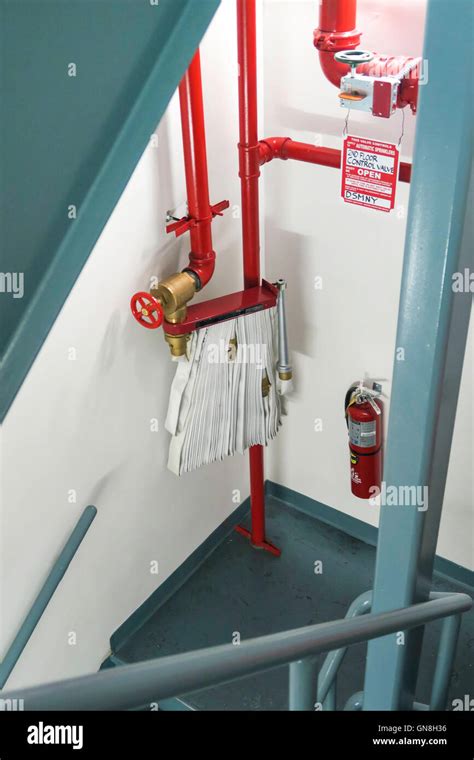 Standpipe Firefighting Equipment In Stairwell Stock Photo Alamy