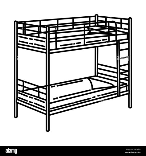 Bunk Bed Part Of Furniture And Home Tools Design Hand Drawn Icon Set