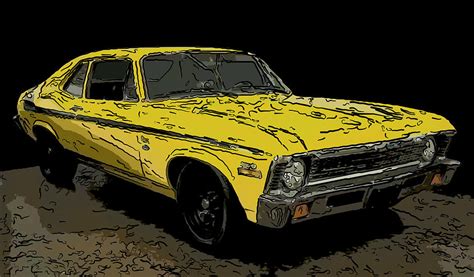 1971 Chevy Nova Yenko Deuce Digital Drawing Drawing By Flees Photos