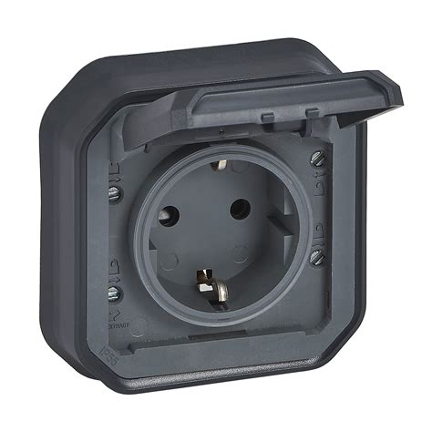 Plexo German Standard Socket Outlet With Screw Terminals Anthracite