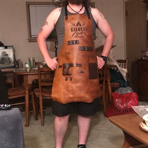 Personalized Leather Apron Bbq Blacksmith Grill Kitchen Woodwork