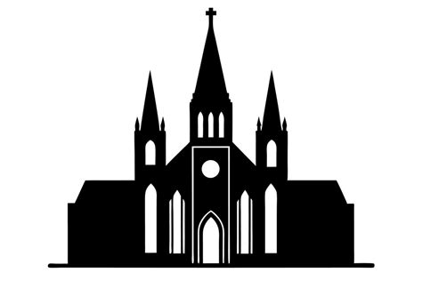 A black and white silhouette of a church 50750358 Vector Art at Vecteezy