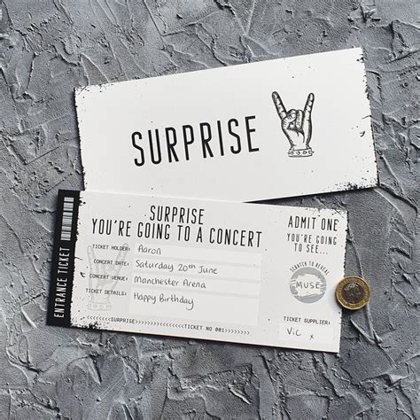 Scratch Reveal Concert Ticket Diy Surprise T Card Etsy