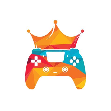 Game King Vector Logo Design Gamepad With Crown Vector Icon Design