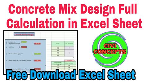 Concrete Mix Design Mix Design Of Concrete Excel Sheet 2024 Mix Design Excel Sheet Youtube