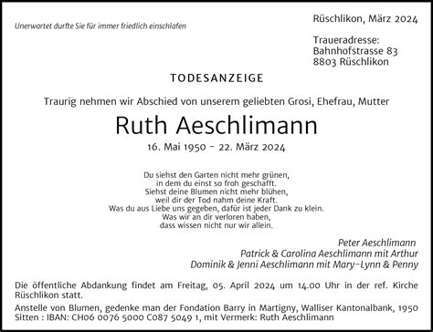 Ruth Aeschlimann Hommages