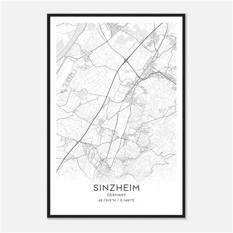 Sinzheim Germany Map Poster Modern Home Decor Wall Art Print Custom