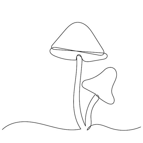 Premium Vector Mushrooms Drawing By One Continuous Line Isolated Vector