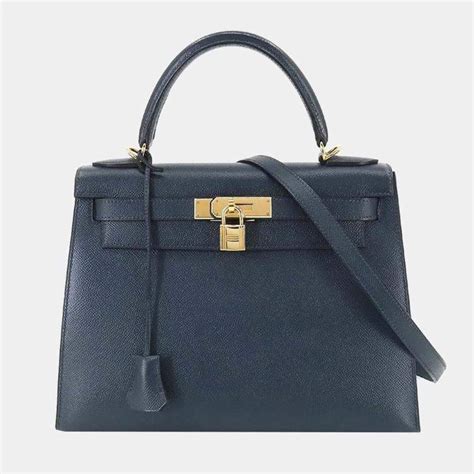 Hermes Kelly 28 2way Hand Shoulder Bag Kushbel Epson Navy D Stamping