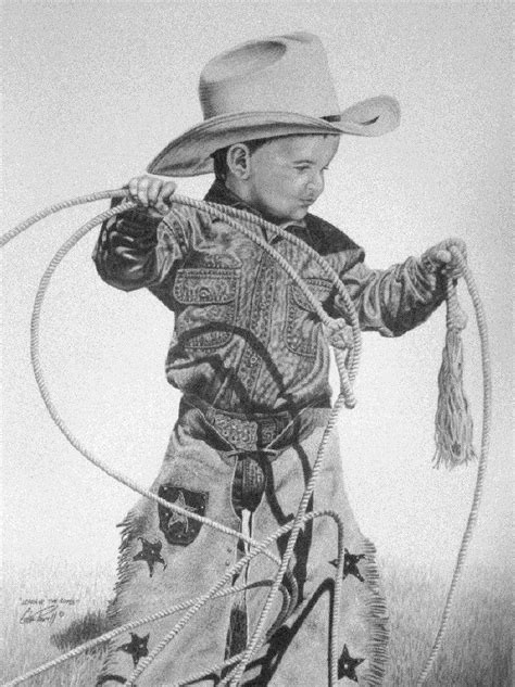 Learnintheropes By Glen Powell Black And White Art Drawing Cowboy