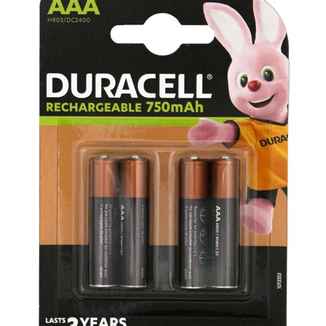 DURACELL Recharge Plus Batterien AAA DX2400 HR03 750 MAh 4 Stk