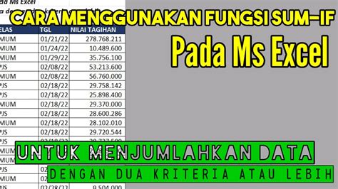 Cara Menggunakan Fungsi Sum If Pada Ms Excel Untuk Menjumlahkan Data