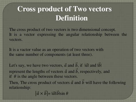 Cross Product Of Vectors