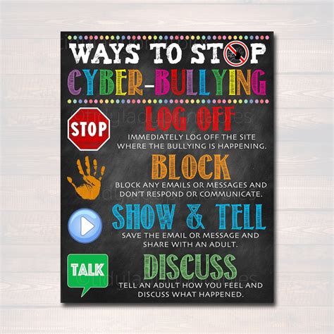 PRINTABLE Anti Cyber-bullying Poster Computer Lab School Sign Classroom ...