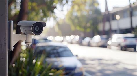 Premium Photo | Closeup outdoor CCTV camera at a car parking lot ...