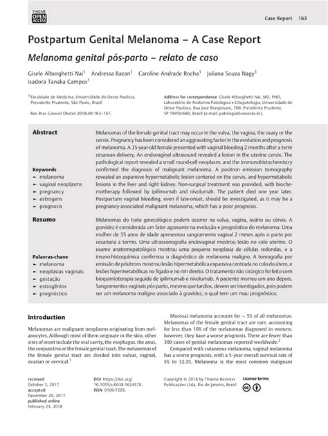 Pdf Postpartum Genital Melanoma A Case Report