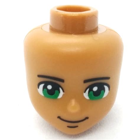 LEGO PART 92198pr0115 Minidoll Head Male With Green Eyes Eyebrows And