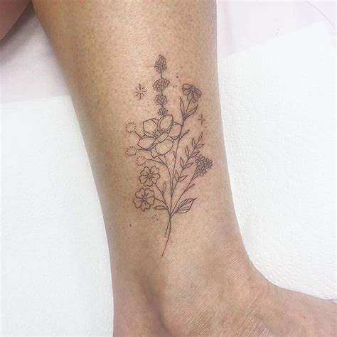 Best 29 Fine Line Flower Bouquet Tattoo You Must Try This Year