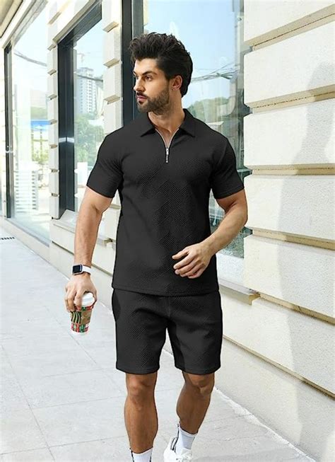 KUYIGO Men's Polo Shirt and Shorts Set Summer Outfits Fashion Casual ...